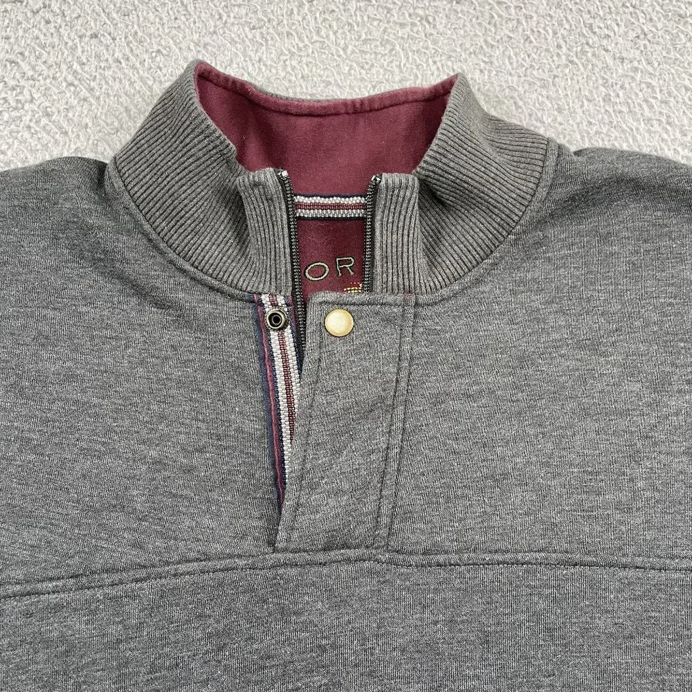 Orvis Sweater Mens XXL Grey 1/4‎ Snap Button Pullover Winter